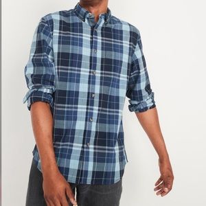 NWT Men’s Old Navy Blue Plaid Button Down Size Large